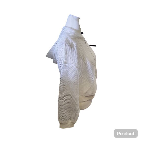 NWOT Size Large Allegra K Bomber White Mesh Design Bomber Jacket - Picture 3 of 10